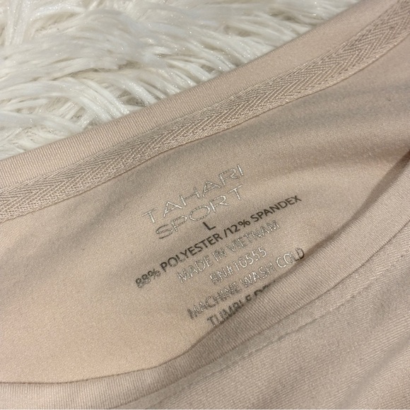 Tahari Sports Women Sportswear Fit Long Sleeve Two Tone Top, Brown Large - Picture 6 of 8